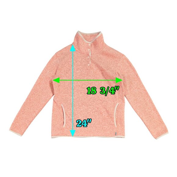 Eddie Bauer Orange White French Terry Snap Collar Sweatshirt Side Pockets Cozy - Picture 3 of 8